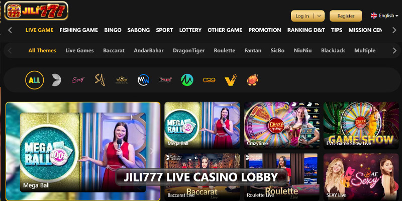 Jili777 live casino lobby